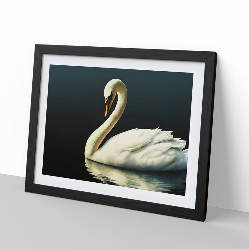 XH1022-9399X Unbelievable Swan - Single Picture Frame Print, Black, 46cm H x 64cm W x 2cm D