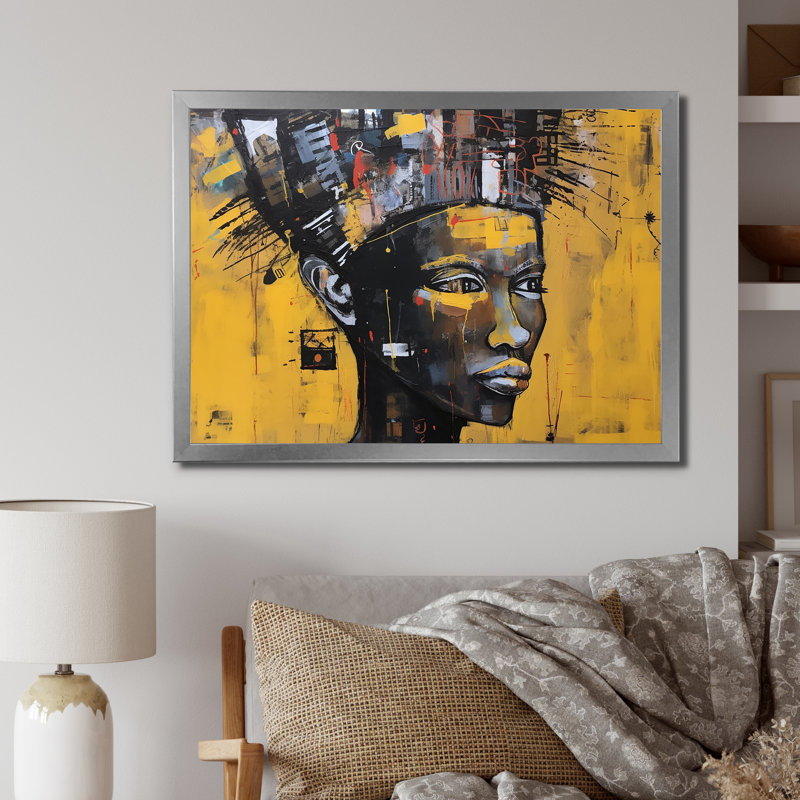 Warrior Queen Contemporary African, Cadre simple argenté, H 16 po x l 32 po x P 1 po
