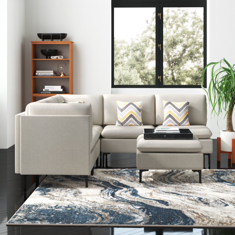 Avary Upholstered L-Shaped Sectional Reversible, Almond Linen