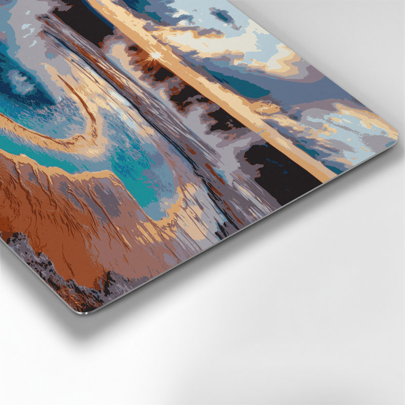 Art mural gris en métal avec villes, Parc national de Yellowstone, H 24 po x l 36 po