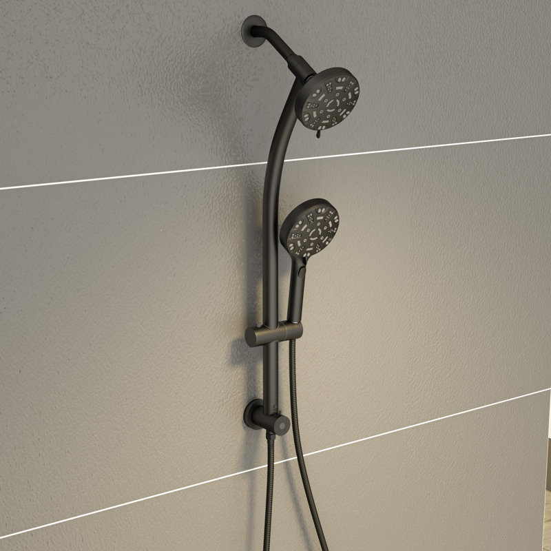 Pomme de douche ronde multifonctionnelle 4,7 po, Noir mat