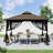 Double Roof Soft Top Metal Patio Gazebo With Netting-111128223-111128225