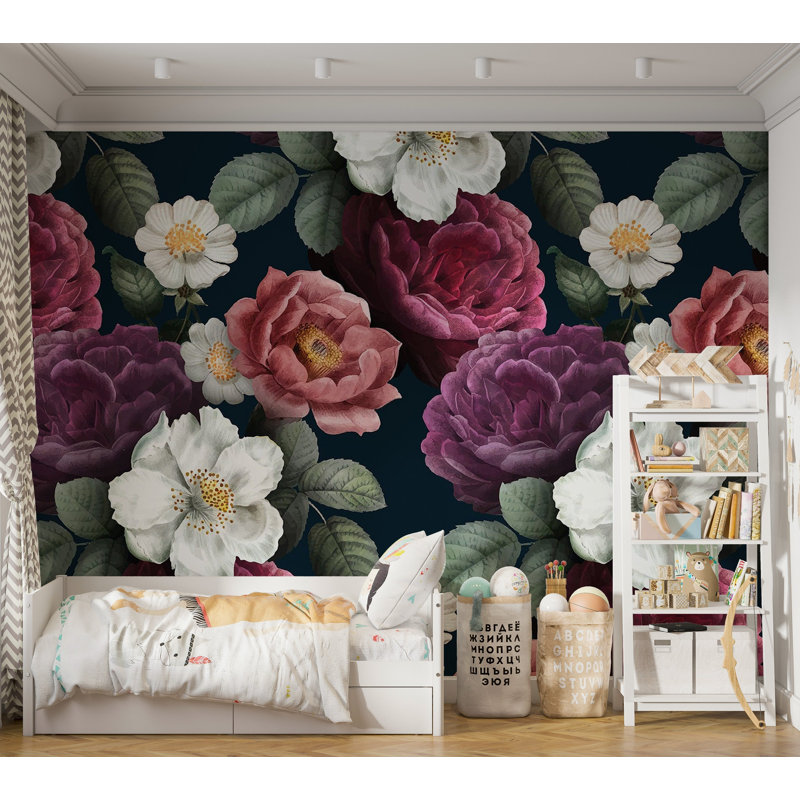 Murale pelez et collez de qualité supérieure - Fleur, L 96 po x l 120 po