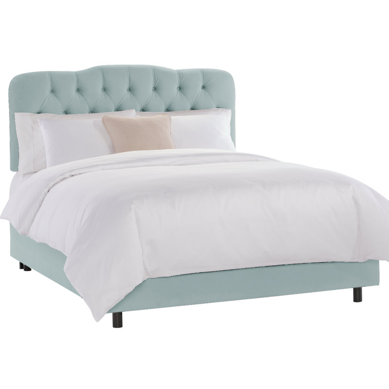 Lit tapissier capitonné Alencon, Simple, Shantung Aztec