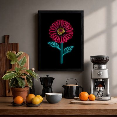 Neon Bloom Botanical - Framed Print