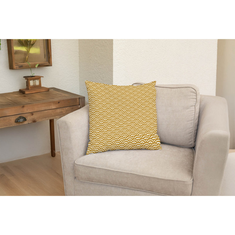 Coussin décoratif Seigaiha Wave, Square 18", Ocre doré