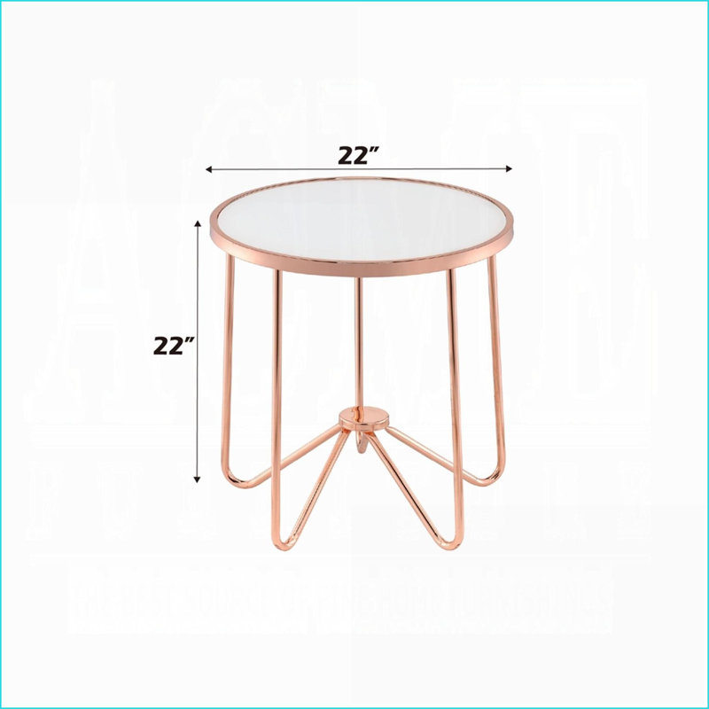 Rose Gold Coffee Table with Frosted Glass Top &amp; Metal Base – Easy Assembly for Living Room