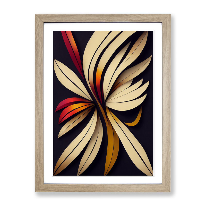 Bold Feather - Wall Art, 36cm H x 27cm W x 2cm D, Oak Framed, White