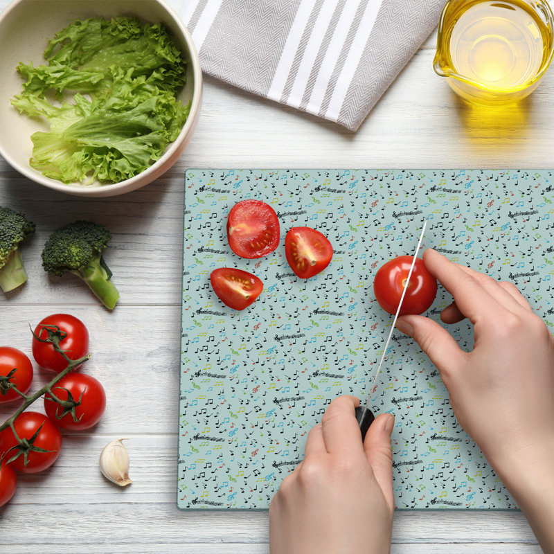 Ambesonne Music Cutting Board Large Size Vibes Notes Beat Multicolor