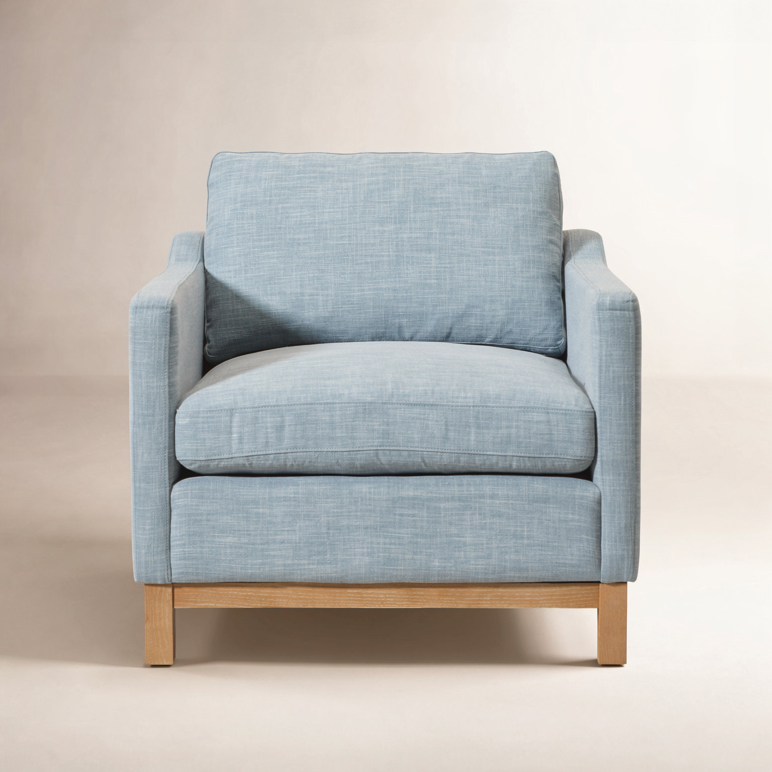 Cami Oak Armchair, Blue Linen Blend