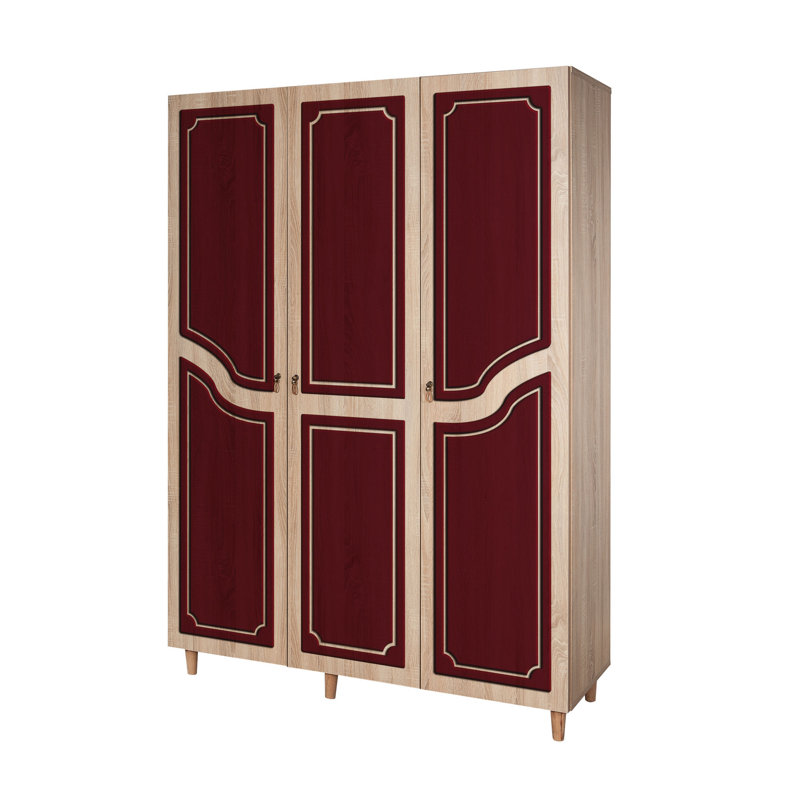 Rummel 3 Door Manufactured Wood Wardrobe, Burgundy