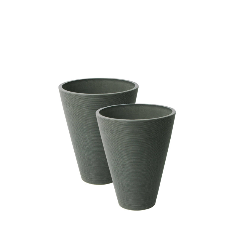Ensemble de pots à fleurs en tai, Anthracite, H 14 po x l 11,4 po x P 11,4 po