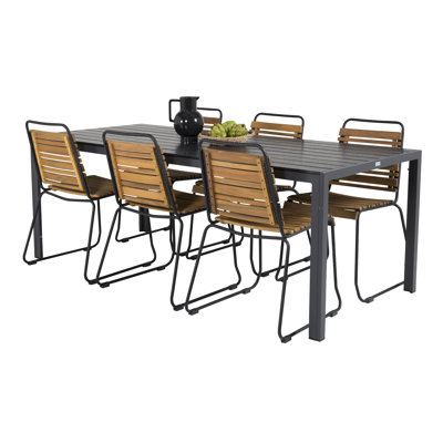 Hiran 6 - Person Acacia Rectangular Patio Dining Set