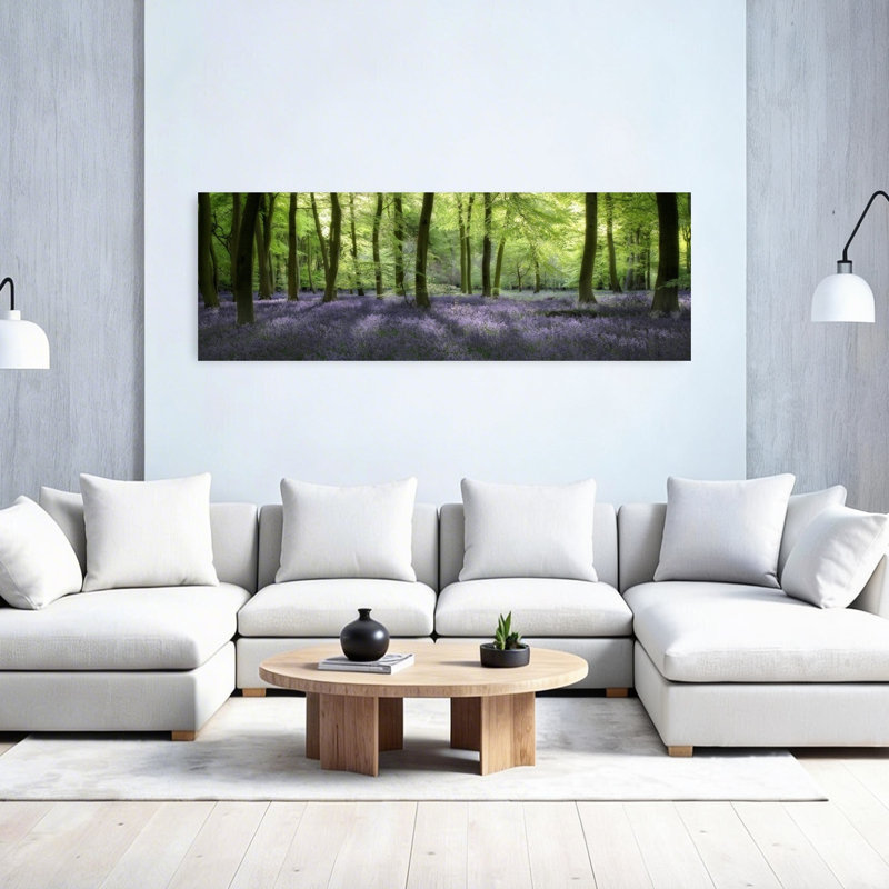 «Enchanting Bluebell Forest Peaceful Serene Tranquil Forest Landscape», art mural, H 60 po x l 20 po
