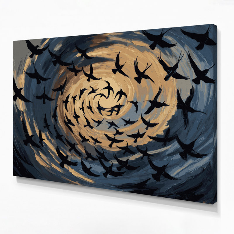 Birds Common Blackbird Grey Canvas Wall Art, 8" H x 10" W