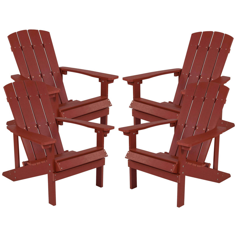 Chaises Adirondack d'extérieur en résine de polyester toutes saisons Balasi, Rouge