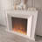 Beige Solid Wood Electric Fireplace