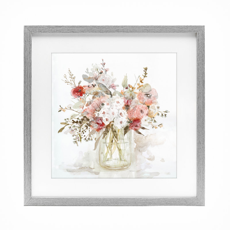 «Soft Blush Botanical Bouquet», reproduction encadrée sous verre, design par Carol Robinson, H 13 po x l 13 po