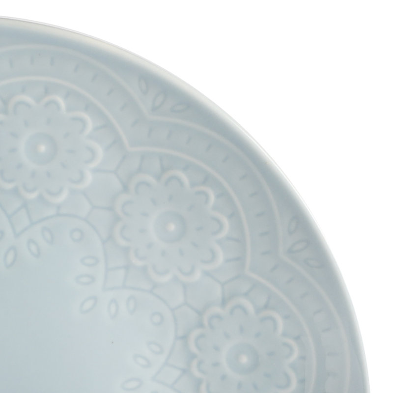 Aqua Floral Embossed Porcelain 18-Piece Dinnerware Set