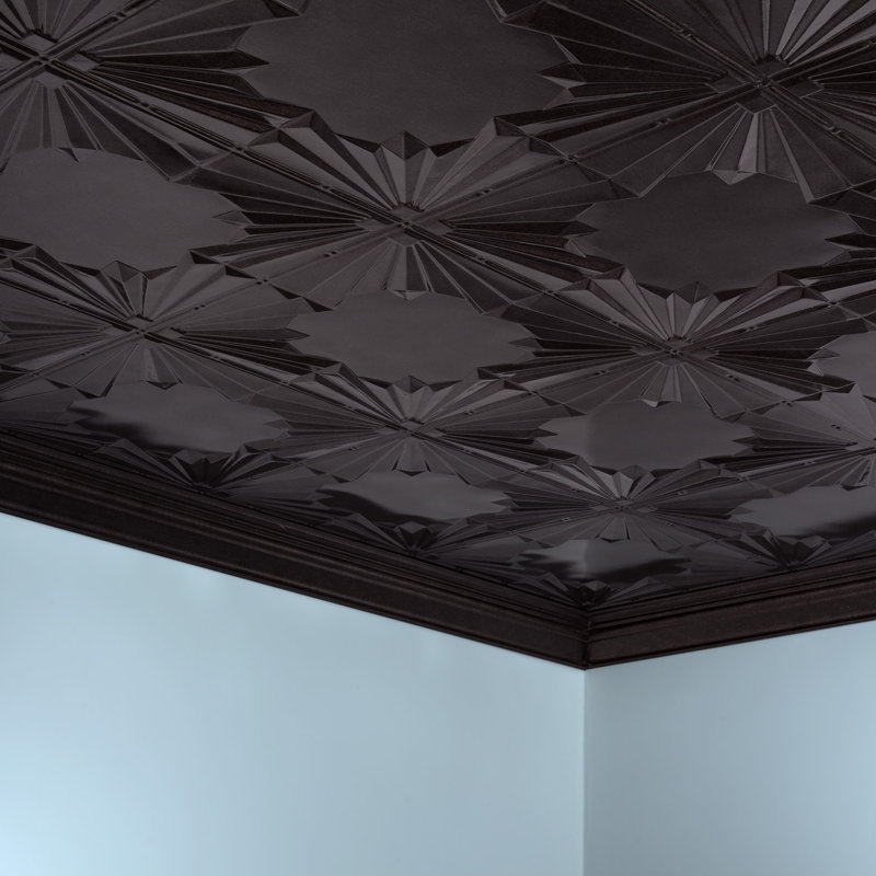 Panneau de plafond décoratif en vinyle 2 pi x 4 pi FASÄDE Art Deco, Étain fumé