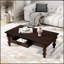 Table basse rectangulaire en bois avec rangement, pieds en forme de gourde de style rétro, assemblage facile sans outils pour le salon-947935684