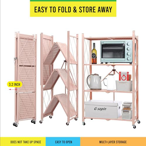 Pervin 27.9'' W Metal Shelving Unit with Wheels, Pink