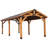 Backyard Discovery Norwood 24' x 12' Cedar Wood Outdoor Patio Gazebo with Hardtop Galvanized Steel Peak Roof and PowerPort