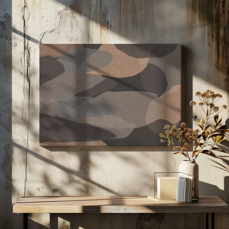 Muted Abstract Layers by Josie George — Abstract Wall Art, Black, Matted Framed Print, 36 × 24