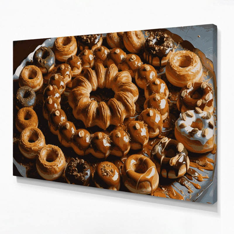 Art mural sur toile, "Desserts Cronuts Brown", H 11 po x l 14 po