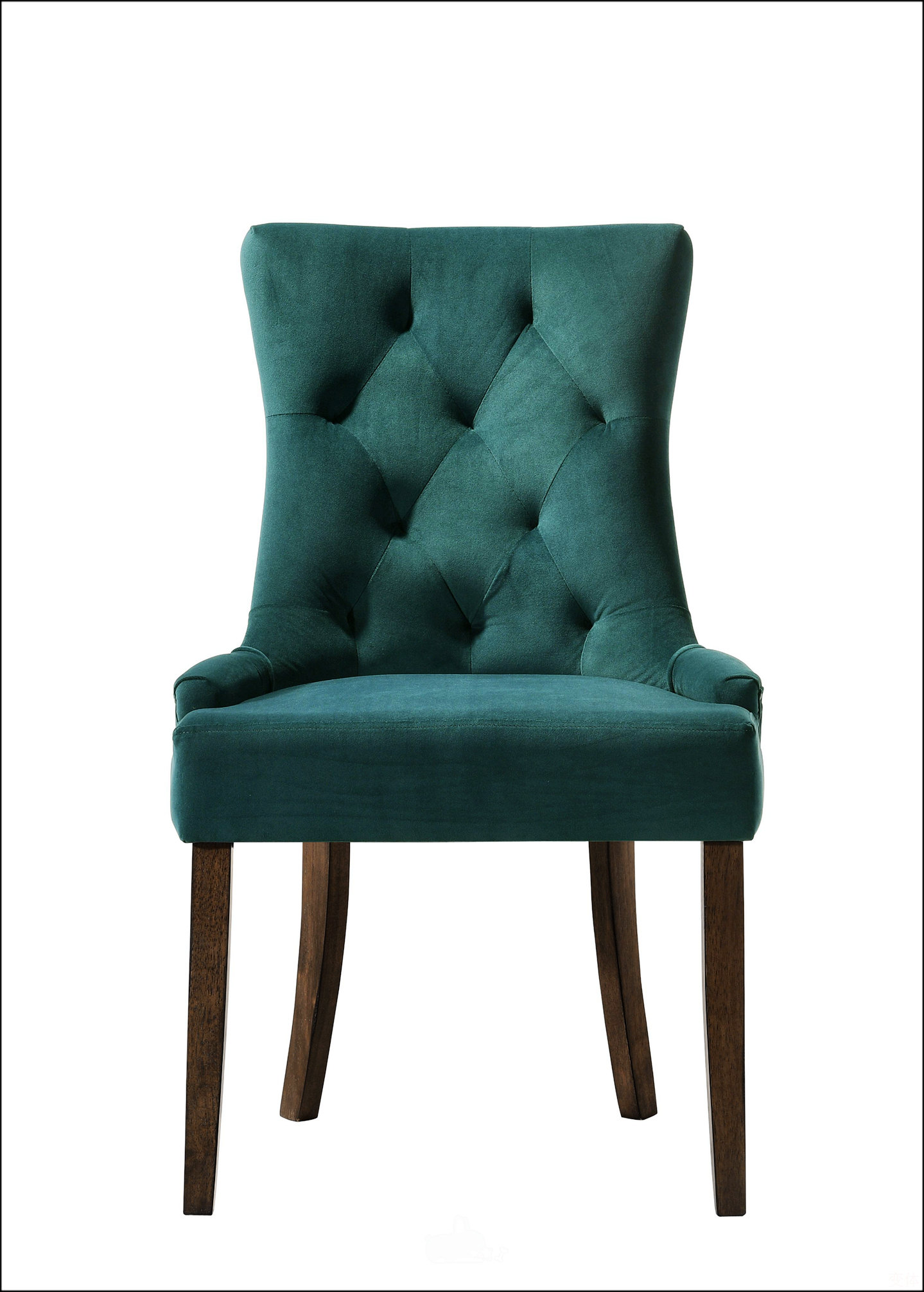 House of Hampton® Green Velvet And Weathered Oak Finish Side Chair ...