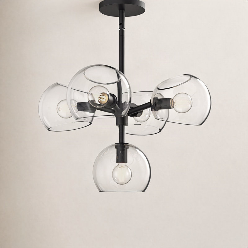 Willow 5 - Light Sputnik Chandelier, Clear, Matte Black
