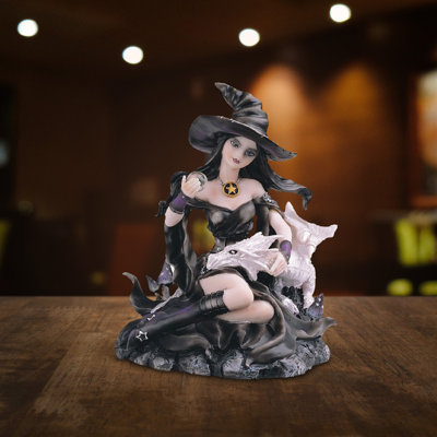 Sorceress Witch with Dragon Fantasy Decoration Figurine