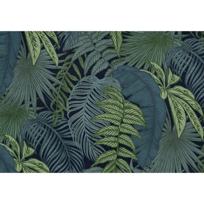 Nuit tropicale audacieuse et exotique avec des feuilles bleu sarcelle