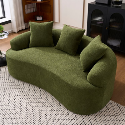 Curved Loveseat White Full Compression Sponge Sofa