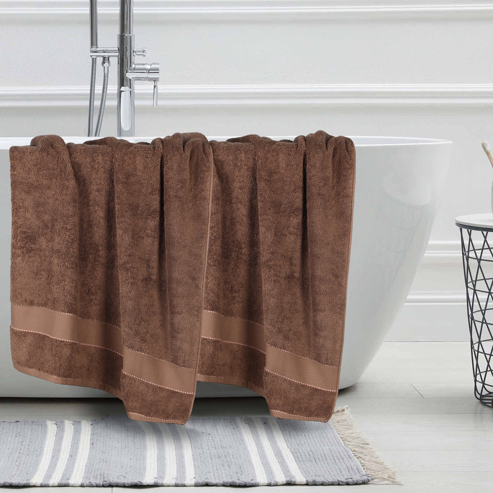 Abrianna Giza Cotton Bath Sheet, Chocolate