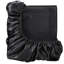 Drap de luxe divisé 7 pièces en satin 100% satin noir, texture douce et lisse, 1 plat, 2 ajustés, 4 taies d'oreiller froissées, doux,