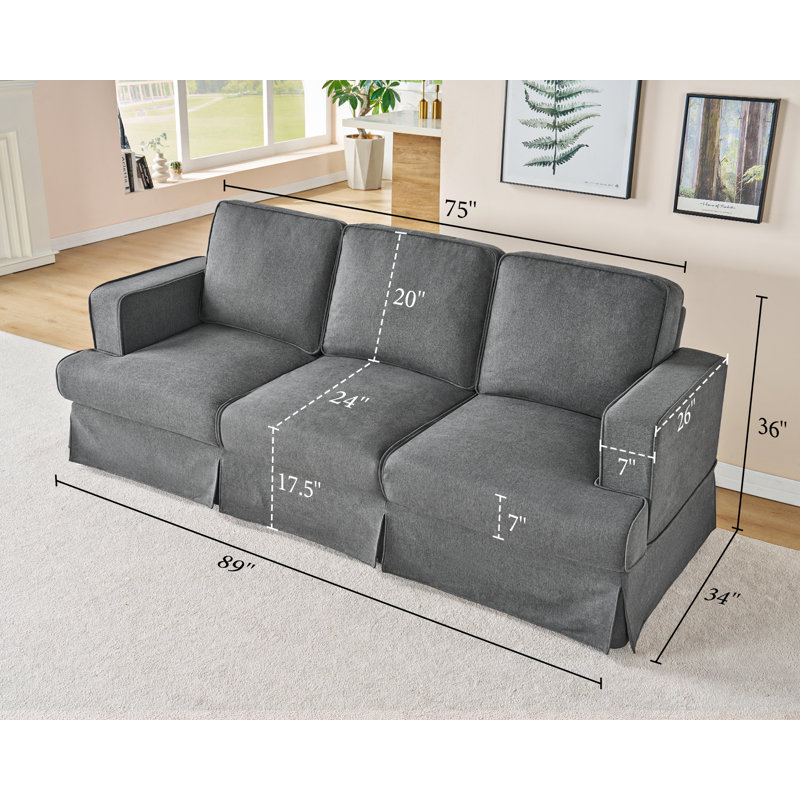 Cesario 89'' Sofa, Gray Linen
