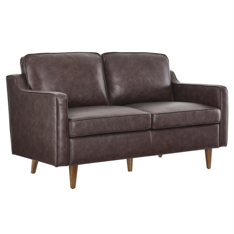 Impart Genuine Leather Loveseat, Brown Genuine Leather