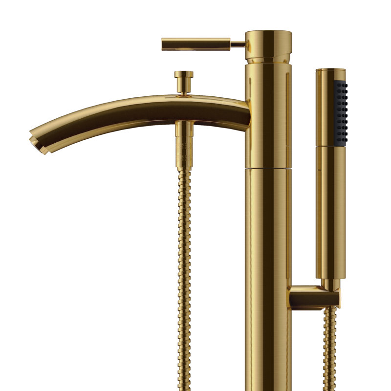 Taron 1 Handle Floor Tub Filler with Diverter, Brushed Gold