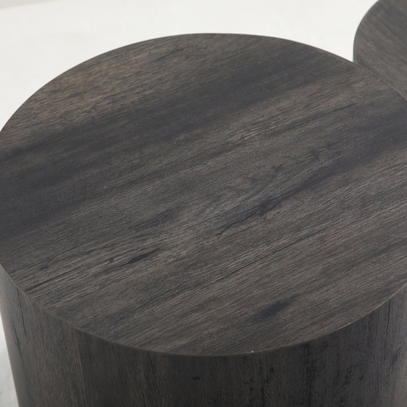 Ensemble de 2 tables basses gigognes rondes en bois pour table ronde, Black