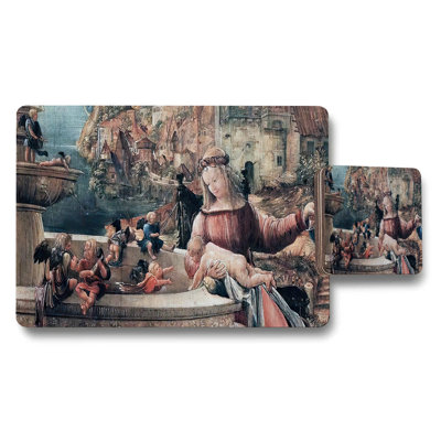 Vintage Print Placemats And Coasters Set For Dining Table