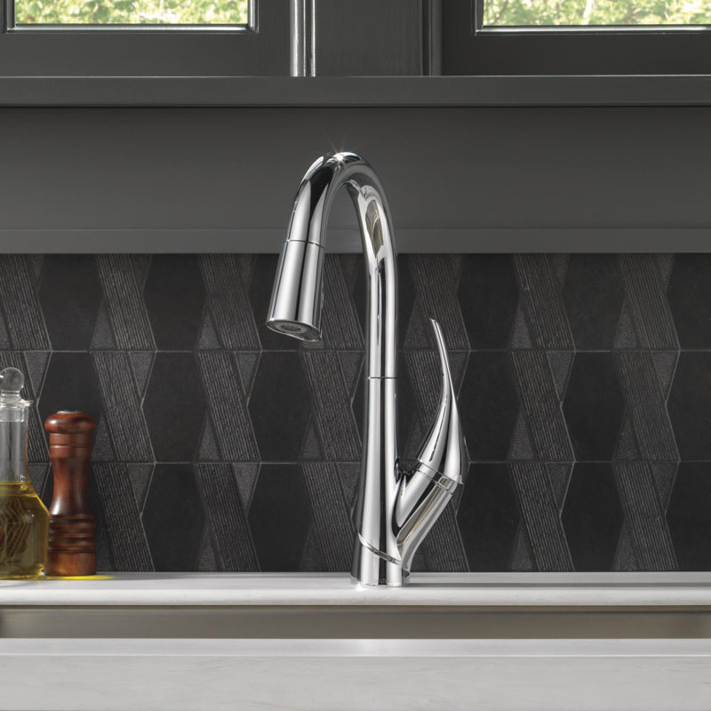 Esque Pull Down Single Handle Kitchen Faucet, Chrome