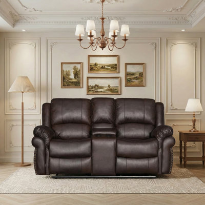 Causeuse inclinable double 73,2 po avec console - style riveté et confort partagé