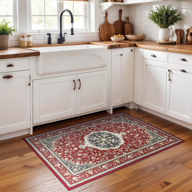 Fillender Large Oriental Floral Living Room Rug Washable Bedroom Rug Non-Slip Colorful Vintage Accent Floor Carpet For Home Decor