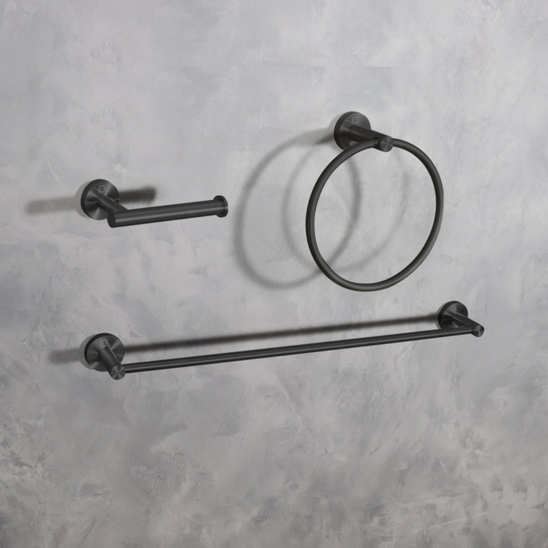 Alma 3 - Piece Bathroom Hardware Set, Matte Black