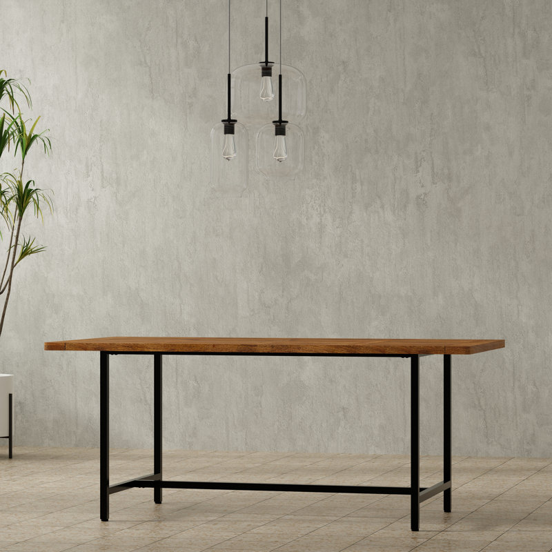 Campbell 72" Burnt Wax Mango Wood Industrial Dining Table