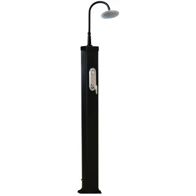Naples 81-Inch Black Solar-Powered Outdoor Shower – Adjustable Rainfall Head with Temperature Display -  BathSelect, BS56PSS