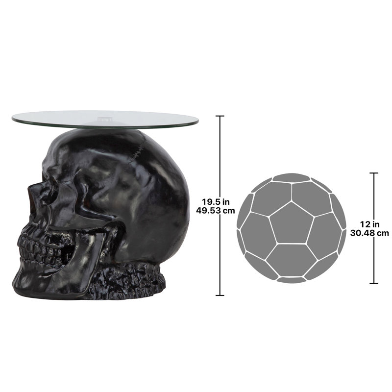 Table de bout en verre à tête de mort perdue, Noir
