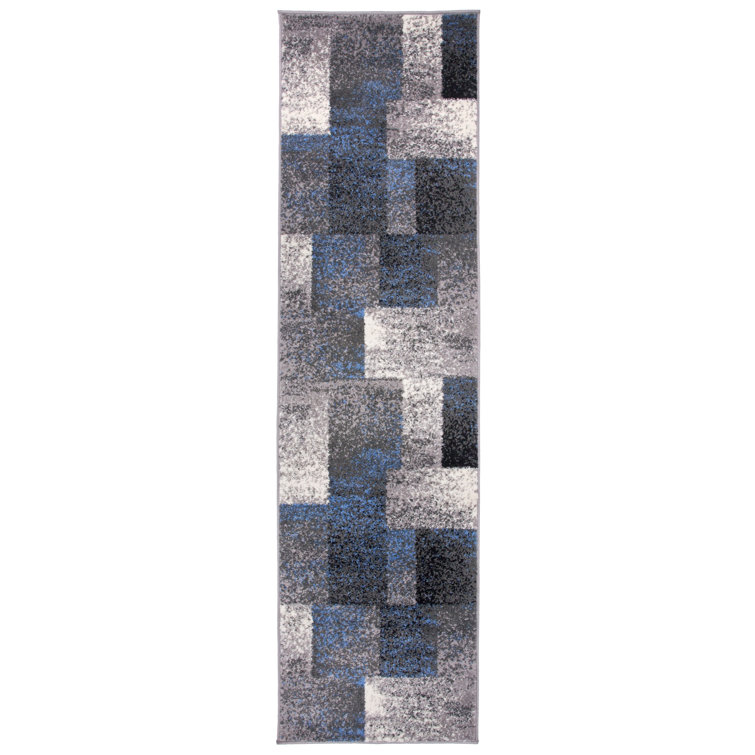 Damarus Geometric Blue/Ivory/Gray Area Rug