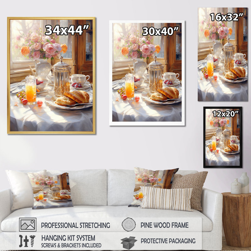 Latrivia Food Breakfast Cozy I, Gold Single Picture Framed, 40" H x 30" W x 1.5" D